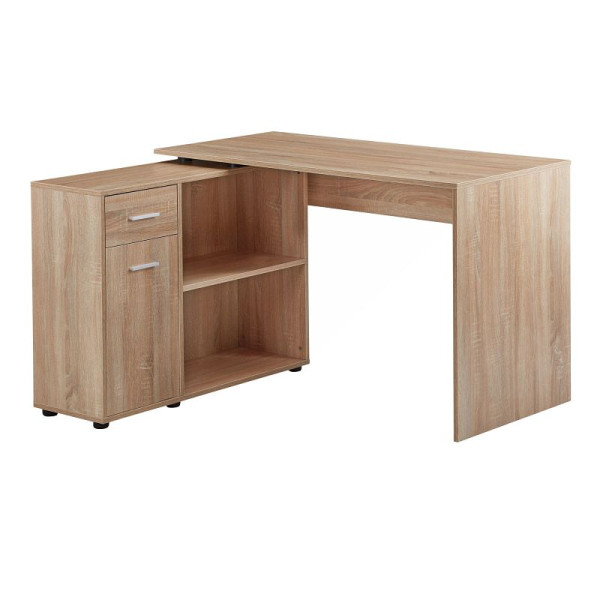 Bureau d'angle Wohnling Design avec étagère Sonoma 120 x 75,5 x 106,5 cm, WL5.304