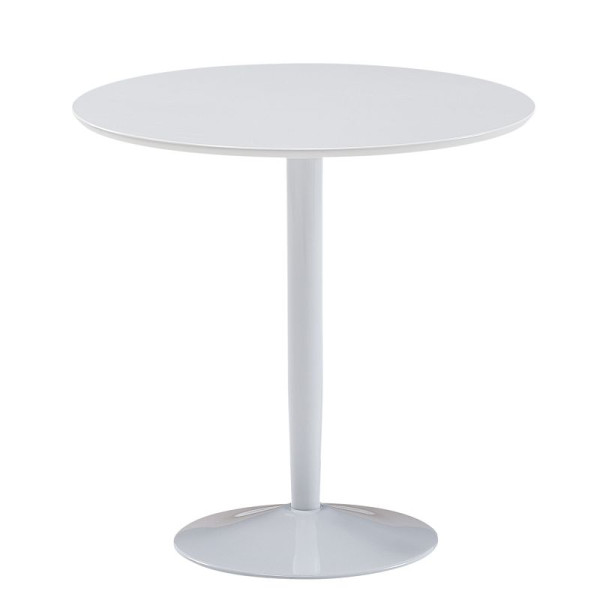 Wohnling table à manger ronde 75x75x74 cm petite table de cuisine blanc brillant, table de salle à manger ronde pour 2 personnes, table de petit-déjeuner cuisine moderne, WL6.504