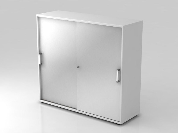 Hammerbacher armoire à portes coulissantes 3OH 120cm poignée chromée blanc/argent, 120x40x110 cm (LxPxH), V1753S/W/S/CE