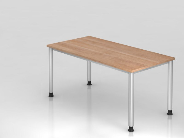 Bureau Hammerbacher 4 pieds rond 160x80cm noyer/argent, forme rectangulaire, VHS16/N/S
