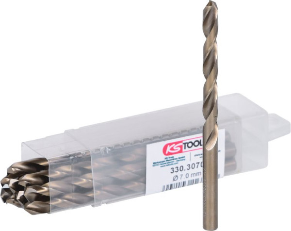 KS Tools Foret hélicoïdal HSS-G Co 5, 7 mm, paquet de 10, 330.3070