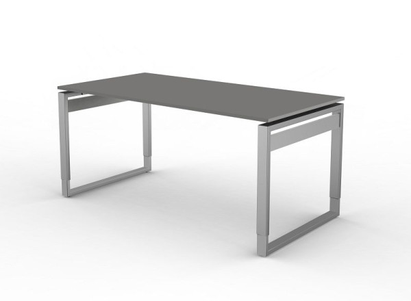 Bureau Kerkmann avec structure en fer, forme 5, L 1600 x P 800 x H 680-820 mm, graphite, 11405112