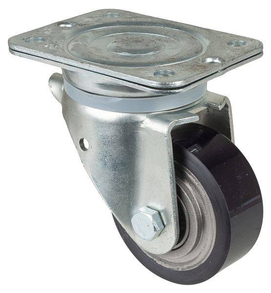 Roues BS Roulette robuste, largeur de roue 40 mm, Ø roue 100 mm, capacité de charge 290 kg, polyuréthane coulé 78 Shore A, corps de roue en fonte, roulement à billes, N100.C11.101