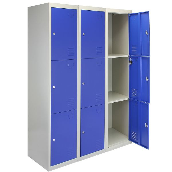 KuKoo 3x casier casier à 3 portes en bleu, 24124
