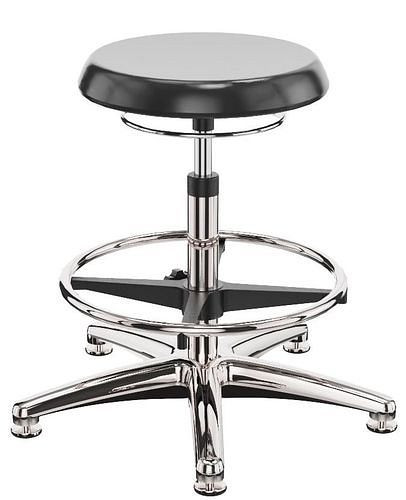 Tabouret de travail Dauphin ESD, patins en PU, piètement en aluminium, anneau de pied, 266981