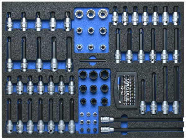Gamme de chariots d'atelier SW-Stahl, embouts de tournevis 1/4" et 1/2", 102 pièces, pour chariot d'atelier 07050L, Z3010-4