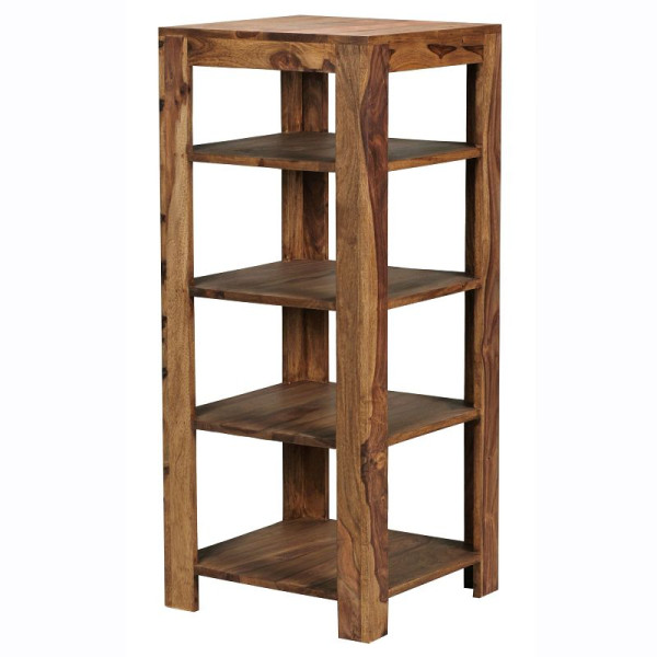 Wohnling étagère sur pied MUMBAI en bois de Sesham massif 105 cm avec 4 compartiments de rangement design style maison de campagne, WL1.388