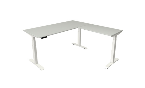 Kerkmann table debout/assise Move 4 nouveau 180 x 80 cm avec rallonge 100 x 60 cm cadre blanc, plateau gris clair, 10093111