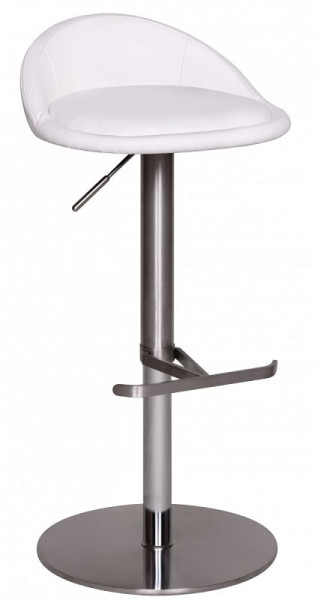 Tabouret de bar Wohnling blanc en acier inoxydable réglable en hauteur hauteur d'assise 54 - 79 cm, WL1.282