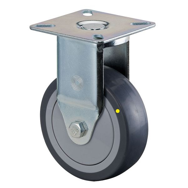 Rouleau d'appareil BS rollers, plaque, largeur 24 mm, Ø75 mm, 60 kg, bande de roulement en caoutchouc gris, conducteur d'électricité, roulement à billes, lot de 4, A310.A89.075