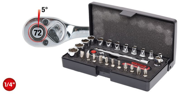 KS Tools Jeu de clés à douilles 1/4" CHROMEplus, 26 pièces, 918.0626
