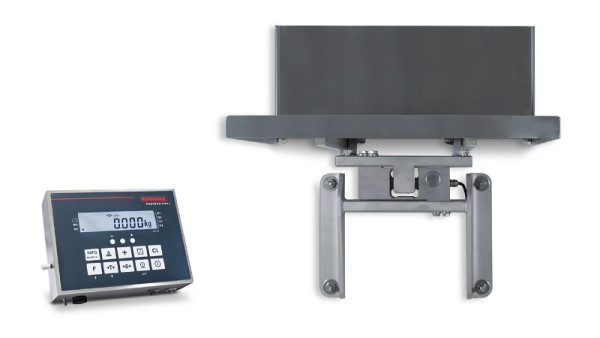 Balance murale Soehnle avec terminal 3010, charge maximale : 150 kg, incrément de chiffres : 50 g, IP67, acier inoxydable, plateau de pesée rabattable, 7625.41.001