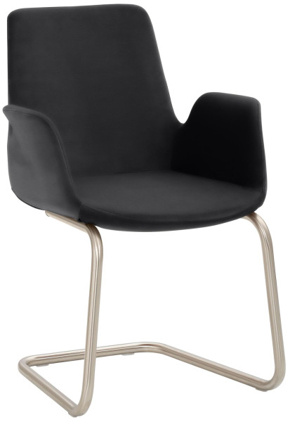 Fauteuil Mayer Sitzmöbel , structure luge, aspect acier inoxydable chromé brossé, anthracite, 2009_F4_30487