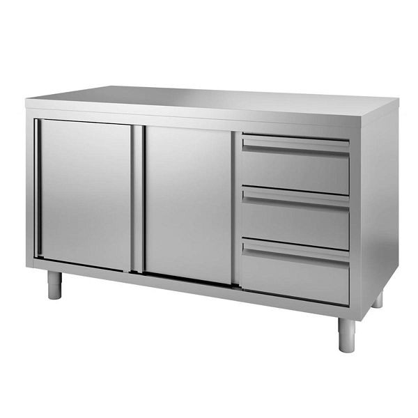 Armoire de travail Vaiotec TOPLINE 600 / 2 portes coulissantes & 3 tiroirs à droite L : 1800 mm, 10389