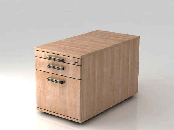 Conteneur roulant Hammerbacher 80cm, 1 tiroir, 1 HR, poignée bande de verrouillage noyer, 42,8x51,2x80 cm, 1/2/6 HE, VTC20/N/N/SG