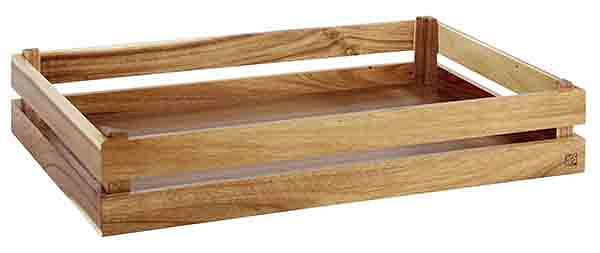 Caisse en bois APS -SUPERBOX-, 55,5 x 35 cm, hauteur : 10,5 cm, bois d'acacia, adaptée pour GN 1/1, 11620