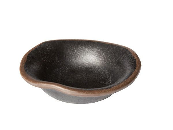 Bol APS -MARONE-, Ø 11,5 cm, hauteur : 3 cm, 0,04 litre, mélamine, noir, avec bord marron, lot de 12, 84108