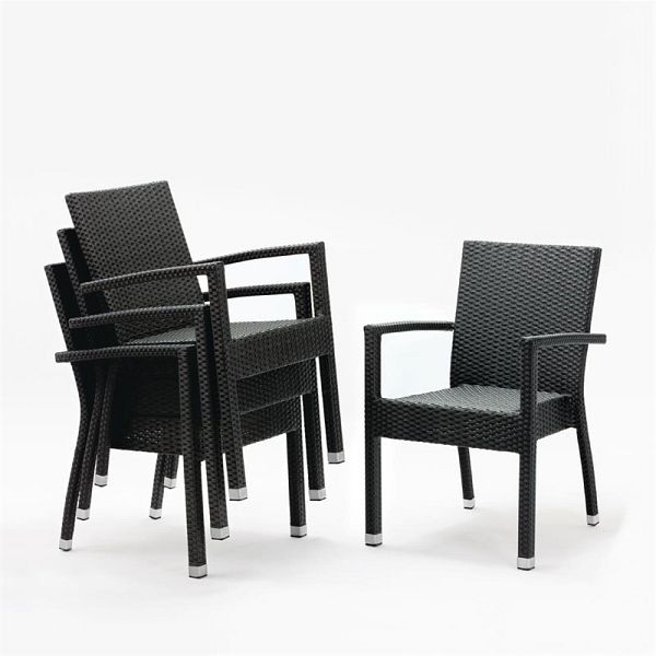 Chaises en rotin Bolero avec accoudoirs anthracite, UE: 4 pièces, DL477
