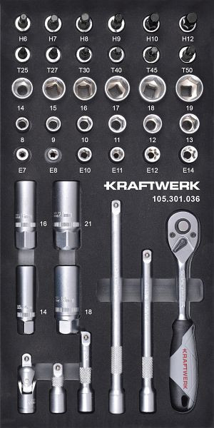 Kraftwerk BASIC LINE EVA douille à douille 3/8", 2x4 cm, 40 pièces, 105.301.036