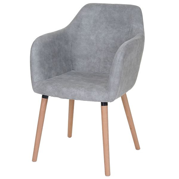 Chaise de salle à manger Mendler Malmö T381, chaise chaise de cuisine, design rétro des années 50, textile, gris béton vintage, pieds légers, 59110