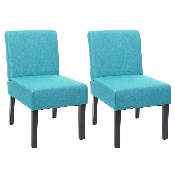 Ensemble de 2 chaises de salle à manger Mendler HWC-F61, chaise longue, tissu/textile, pétrole, 70175