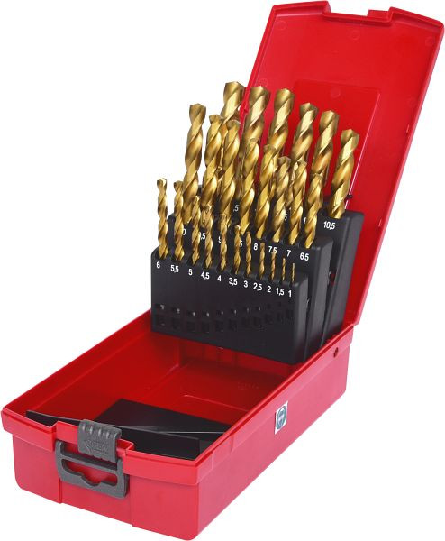 KS Tools Jeu de forets hélicoïdaux HSS TiN, cassette en plastique 25 pièces 1-13 mm, 330.4623