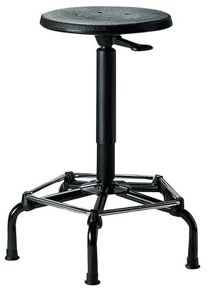 Tabouret de travail Bedrunka+Hirth, PU noir, hauteur d'assise 540 - 740 mm, patins, 05.96.39