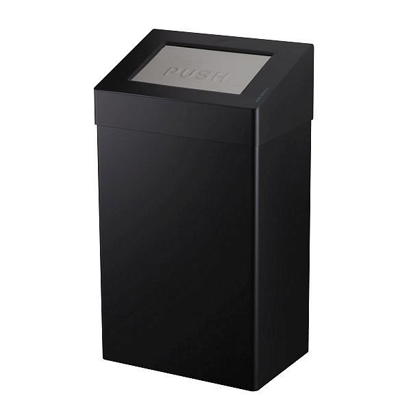 Poubelle Air Wolf d'un volume de 50 litres, série Omega, H x L x P : 680 x 375 x 250 mm, acier inoxydable noir mat, 29-541