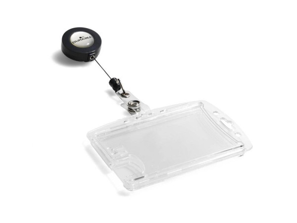 Boîte double DURABLE avec yoyo pour 2 cartes d'identité, transparente, paquet de 10, 822419
