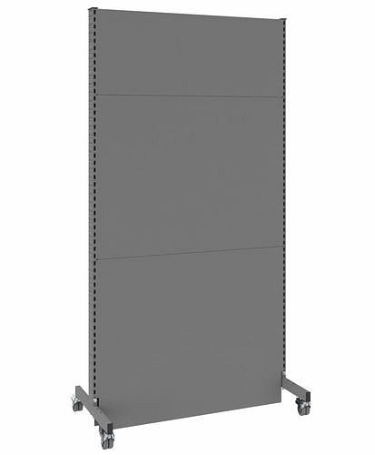Cloison acoustique mobile DENIOS, champ de base, L 1250, H 2500 mm, tôle perforée acoustique d'un côté, grise, 293067