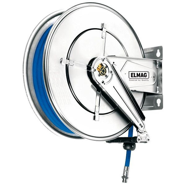 ELMAG enrouleur de tuyau industriel en acier inoxydable '543/31' pour eau 130°C, 30 m, 3/8', 200 bar, 43513