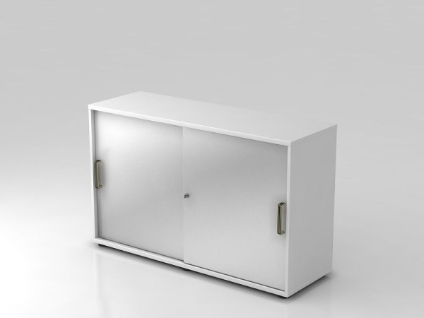 Armoire à portes coulissantes Hammerbacher 2OH 120 cm poignée rayée blanc/argent, 120x40x74,8 cm (LxPxH), V1752S/W/S/SG