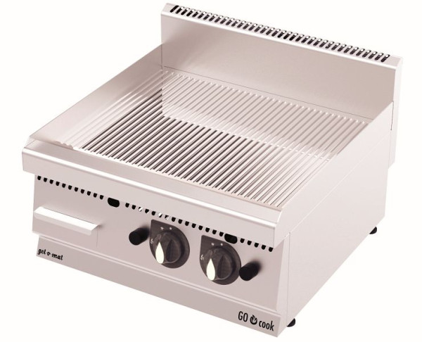plaque à gaz gel-o-mat chromée rainurée, GO Cook 600, chromé dur, 4,6 kW gaz, GG4060GC