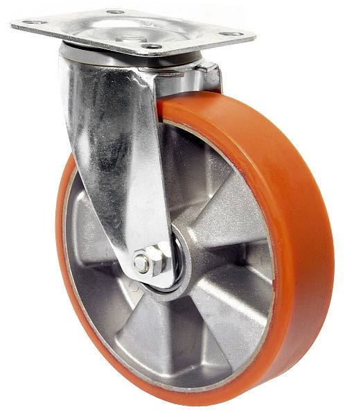 Rouleau de transport BS rollers, largeur 50 mm, Ø125 mm, jusqu'à 300 kg, bande de roulement en polyuréthane moulé, corps de roue en aluminium, roulements à billes, LSS400.B90.125