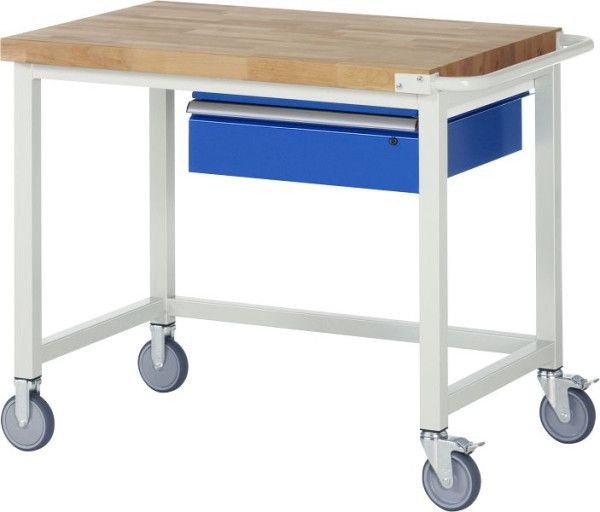 Etabli mobile RAU 8000 - modèle 8001, L1000 x P700 x H880-1080 mm, base système L995 x P650 mm, 1 tiroir de base, 05-8001A1-107B4H.11