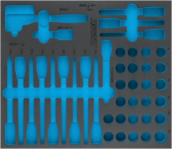 Insert en mousse souple à 2 composants Hazet, dimensions / longueur : 392 mm x 344 mm, taille du système d'organisation : 2/3+ (344 x 392 mm), 163-545L