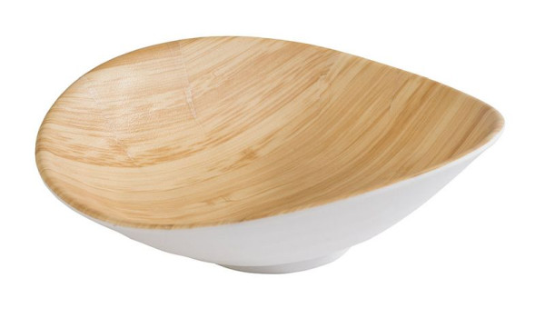 Bol APS -BAMBOO-, 17,5 x 15,5 cm, hauteur : 5,5 cm, mélamine, intérieur : aspect bambou, extérieur : blanc, 84816