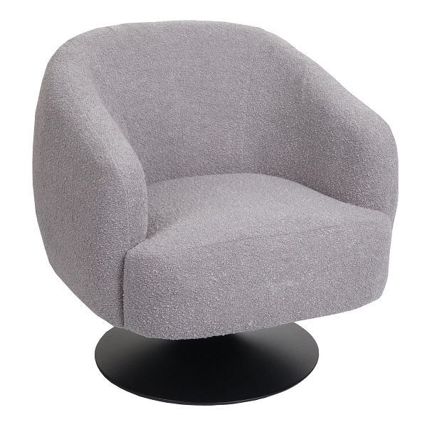 Chaise longue Mendler HWC-J76, chaise de cocktail chaise pivotante, métal en tissu bouclé, gris clair, 83068