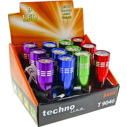 Lampes torches Technoline, affichage 12 digits, dimensions : 94 x Ø 26 mm, T 9046