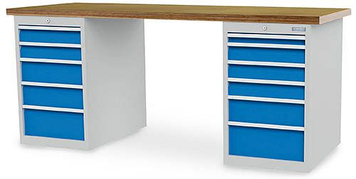 Établi à rangées Bedrunka+Hirth, 1x50, 5x100, 3x150, 2x200 mm, tiroir à extension complète 100%, 2000 x 750 x 859 mm, 03.20.580.11V