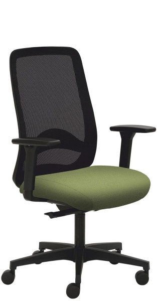 Mayer Sitzmöbel chaise pivotante, piètement en plastique, accoudoirs 3D, réglage de la profondeur d'assise, vert fougère, 2228_AV3D_SYM++_30613