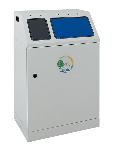 tri des déchets mousseux duplex, RAL 7035/RAL 7016, RAL 5010, conteneur intérieur galvanisé, 1x30, 1x60 litres, 635-075-0-2-400