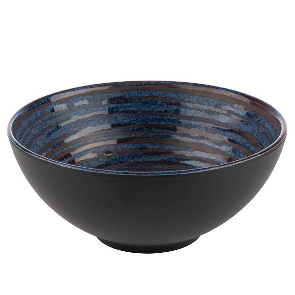 Bol APS -LOOPS-, Ø 18,5 x 8 cm, mélamine, intérieur : décor, bleu foncé, extérieur : gris foncé, 1 litre, 85037