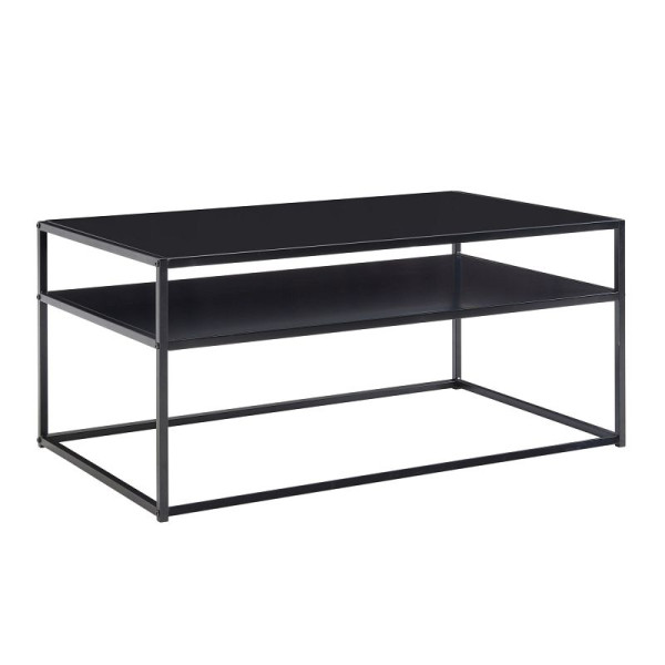 Wohnling Table basse 100 x 60 x 45 cm Table de salon en métal industriel noir, table de canapé en acier avec espace de rangement, table de salon avec compartiment de rangement, WL6.601