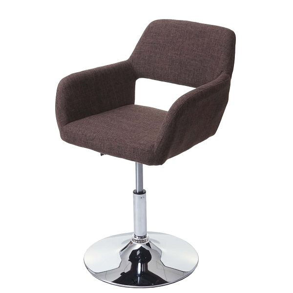 Chaise de salle à manger Mendler HWC-A50 III, chaise de cuisine, rétro années 50, tissu/textile, marron, base chromée, 63934