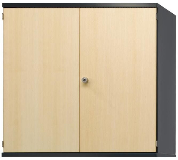 Armoire supérieure ANKE; 1084 x 1000 mm; RAL 7016 / décor hêtre; 2 portes; 2 étagères fixes