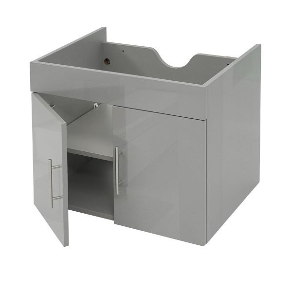 Mendler HWC-D16 meuble sous-vasque, meuble sous-vasque meuble de salle de bain, brillant 60cm, gris, 62261