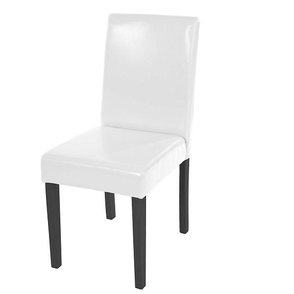 Chaise de salle à manger Mendler Littau, chaise de cuisine, cuir, blanc, pieds foncés, 74390