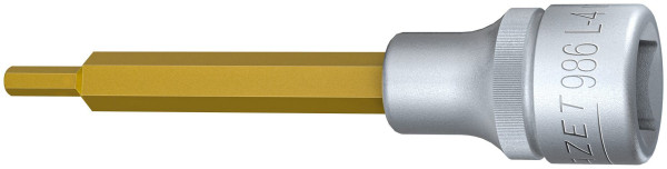 Douille tournevis Hazet, carré creux 12,5 mm, profil six pans creux, 4 mm, version longue avec moletage, 986L-4