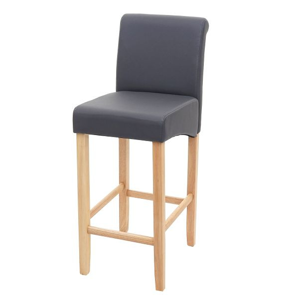 Tabouret de bar Mendler HWC-C33, tabouret de bar tabouret de comptoir, bois, gris mat, pieds légers, simili cuir, 74632